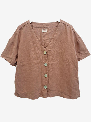 Gorman Blush Linen Shell Button Top Size 14