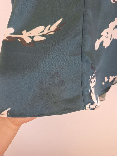 Second-Hand - Aje Emerald Satin Rose Draped Blouse Size 8 - SwapUp