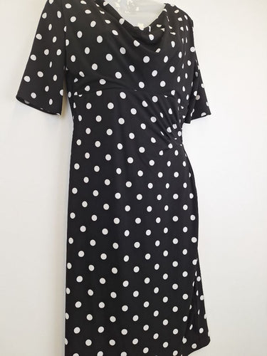 Second-Hand - Liz Jordan Sweet Polka Dot Cowl Neck Midi Dress Size 8 - SwapUp