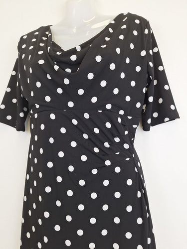 Second-Hand - Liz Jordan Sweet Polka Dot Cowl Neck Midi Dress Size 8 - SwapUp