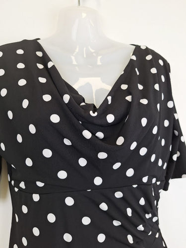 Second-Hand - Liz Jordan Sweet Polka Dot Cowl Neck Midi Dress Size 8 - SwapUp