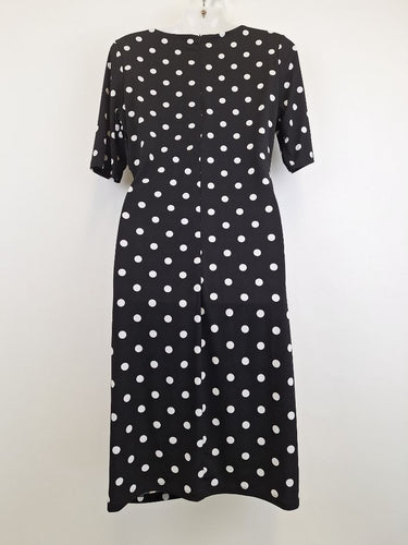 Second-Hand - Liz Jordan Sweet Polka Dot Cowl Neck Midi Dress Size 8 - SwapUp