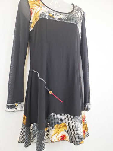 Second-Hand - Joseph Ribkoff Mesh Houndstooth Patchwork Mini Dress Size 10 - SwapUp