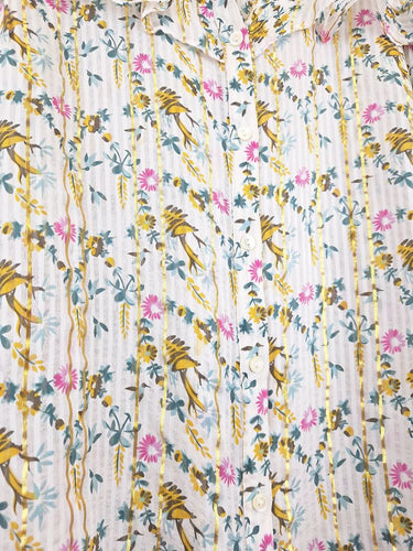 Second-Hand - Julie Fagerholt Gold Detail Frill Blouse Size S - SwapUp