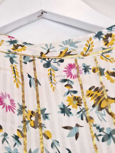 Second-Hand - Julie Fagerholt Gold Detail Frill Blouse Size S - SwapUp