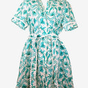Second-Hand - JAG Teal Palm Frond Mini Dress Size 8 - SwapUp