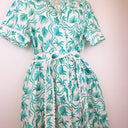 Second-Hand - JAG Teal Palm Frond Mini Dress Size 8 - SwapUp