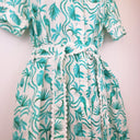 Second-Hand - JAG Teal Palm Frond Mini Dress Size 8 - SwapUp