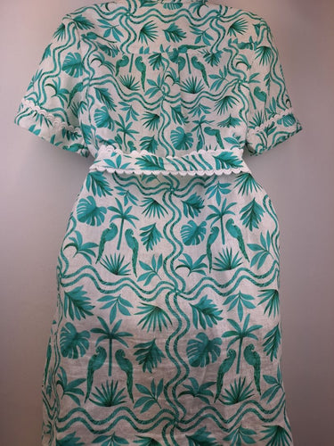 Second-Hand - JAG Teal Palm Frond Mini Dress Size 8 - SwapUp