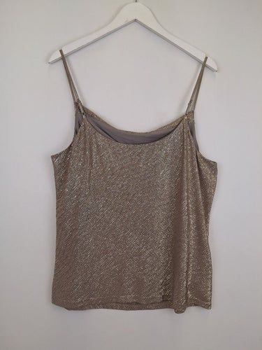 Second-Hand - Country Road Bronze Sparkle Cowl Neck Blouse Size XL - SwapUp