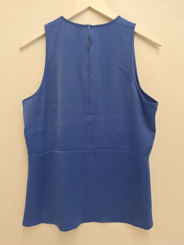 Second-Hand - Calvin Klein Sky Blue Satin Peplum Top Size L - SwapUp