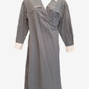 Second-Hand - Sportscraft Navy Stripe Wrap Shirt Dress Size 18 - SwapUp