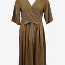 Second-Hand - Kowtow Olive Summer Wrap Dress Size M - SwapUp
