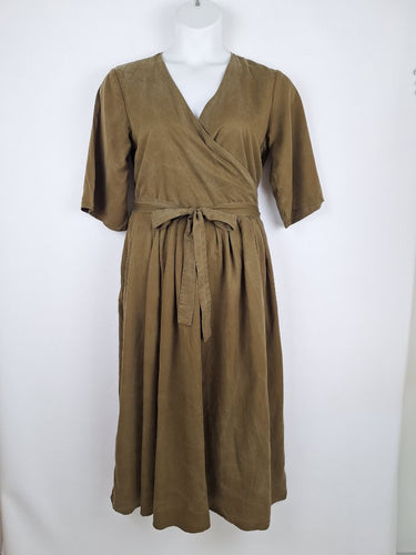 Second-Hand - Kowtow Olive Summer Wrap Dress Size M - SwapUp