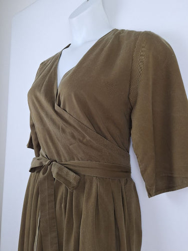 Second-Hand - Kowtow Olive Summer Wrap Dress Size M - SwapUp