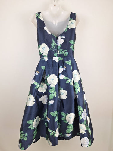 Second-Hand - Chi Chi London Off To the Races Navy Midi Dress Size 6 - SwapUp