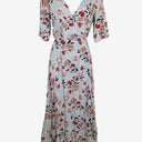 Second-Hand - Piper Pretty Soft Blue Floral Wrap Midi Dress Size 6 - SwapUp