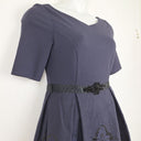 Second-Hand - Anthea Crawford Aubergine Jacquard Tailored Evening Midi Dress Size 10 - SwapUp