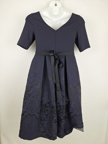 Second-Hand - Anthea Crawford Aubergine Jacquard Tailored Evening Midi Dress Size 10 - SwapUp