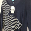 Second-Hand - Blue Illusion Navy Asymmetric Patterned Knit Top Size L - SwapUp