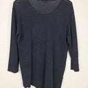 Second-Hand - Blue Illusion Navy Asymmetric Patterned Knit Top Size L - SwapUp