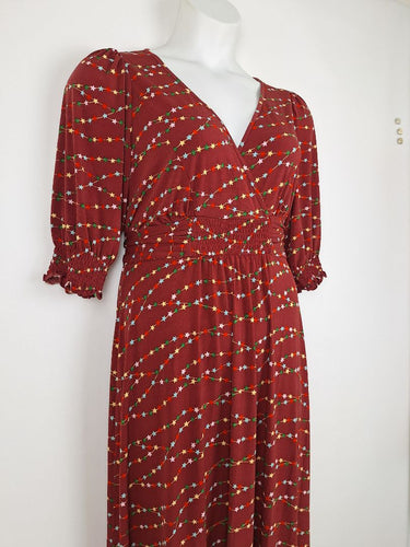 Second-Hand - Leona Edmiston Maroon Star Light Sophisticated Dress Size 12 - SwapUp