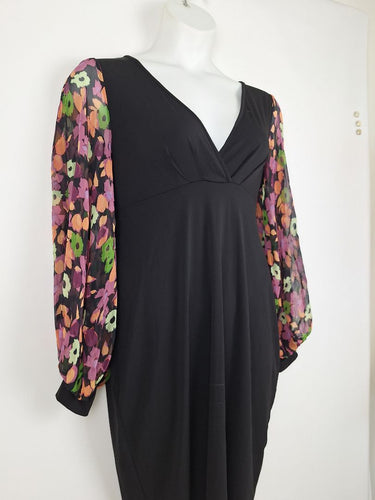 Second-Hand - Leona Edmiston Floral Puff Sleeved Bodycon Mini Dress Size 12 - SwapUp