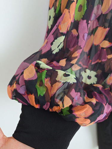 Second-Hand - Leona Edmiston Floral Puff Sleeved Bodycon Mini Dress Size 12 - SwapUp