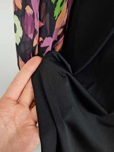 Second-Hand - Leona Edmiston Floral Puff Sleeved Bodycon Mini Dress Size 12 - SwapUp