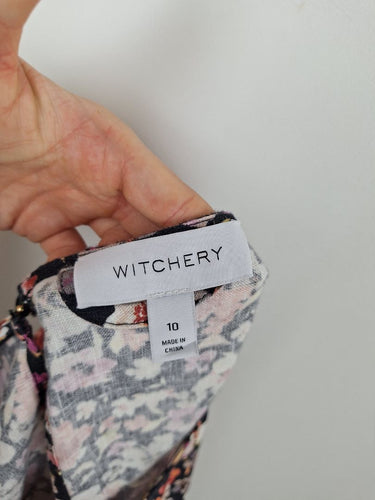 Second-Hand - Witchery Casual Linen Spring Flowers Mini Dress Size 10 - SwapUp