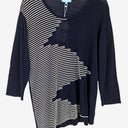 Second-Hand - Blue Illusion Navy Asymmetric Patterned Knit Top Size L - SwapUp
