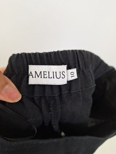 Second-Hand - Amelius Noir Elegant Straight Leg Linen Pants Size 10 - SwapUp