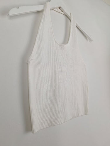 Second-Hand - Sovere Vanilla Ribbed Halter Neck Top Size 10 - SwapUp