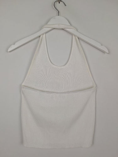 Second-Hand - Sovere Vanilla Ribbed Halter Neck Top Size 10 - SwapUp