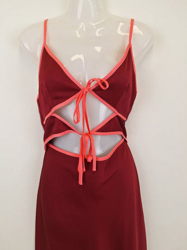 Second-Hand - Misha Ramira Burgundy Cut Out Maxi Dress Size M - SwapUp