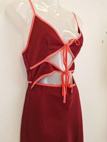 Second-Hand - Misha Ramira Burgundy Cut Out Maxi Dress Size M - SwapUp