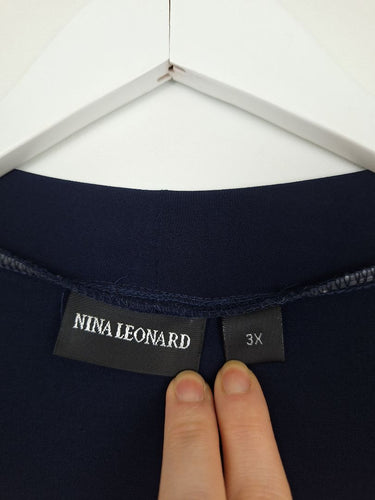 Second-Hand - Nina Leonard Everyday Navy Draped Front Cardigan Size 3X - SwapUp
