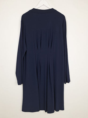 Second-Hand - Nina Leonard Everyday Navy Draped Front Cardigan Size 3X - SwapUp