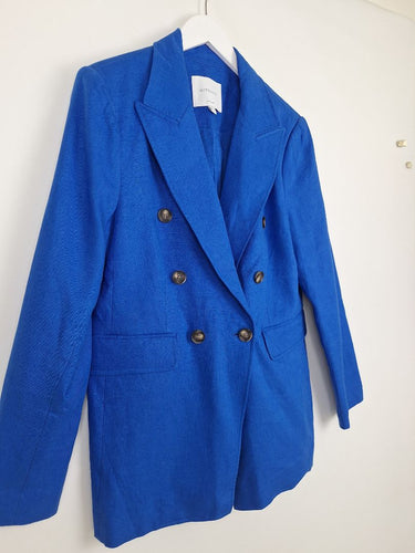 Second-Hand - Witchery Royal Blue Linen Blazer Size 10 - SwapUp