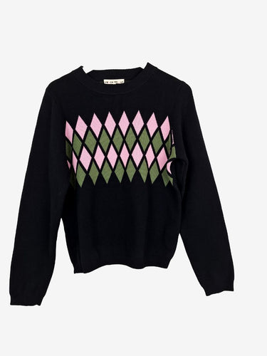 Frock Me Out Argyle Print Knit Jumper Size M