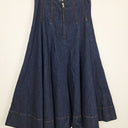 Second-Hand - Commonry Deep Indigo Denim Contrast Stitch Skirt Size 10 - SwapUp