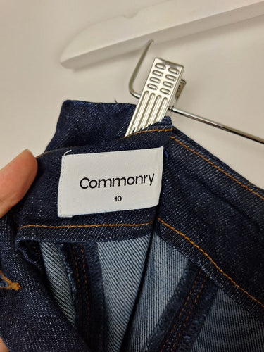 Second-Hand - Commonry Deep Indigo Denim Contrast Stitch Skirt Size 10 - SwapUp