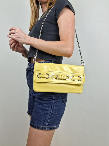 Second-Hand - Nine West Canary Yellow Eyelet Bag - SwapUp
