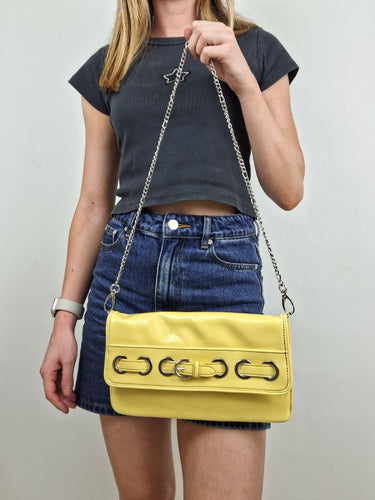 Second-Hand - Nine West Canary Yellow Eyelet Bag - SwapUp