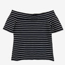 Second-Hand - Witchery Flint Striped Ponte Off The Shoulder Top Size S - SwapUp