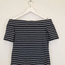 Second-Hand - Witchery Flint Striped Ponte Off The Shoulder Top Size S - SwapUp