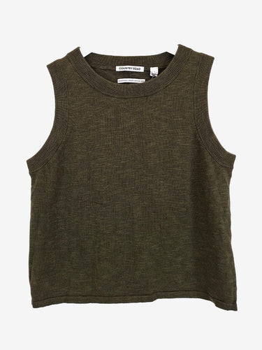 Country Road Cropped Olive Cotton Blend Knit Top Size S