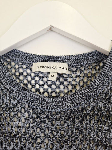 Second-Hand - Veronika Maine Soft Blue Ribbed Knit Sleeveless Top Size M - SwapUp