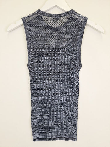 Second-Hand - Veronika Maine Soft Blue Ribbed Knit Sleeveless Top Size M - SwapUp