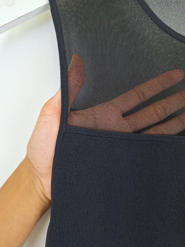 Second-Hand - Veronika Maine Onyx Contrast Knit Tank Top Size M - SwapUp